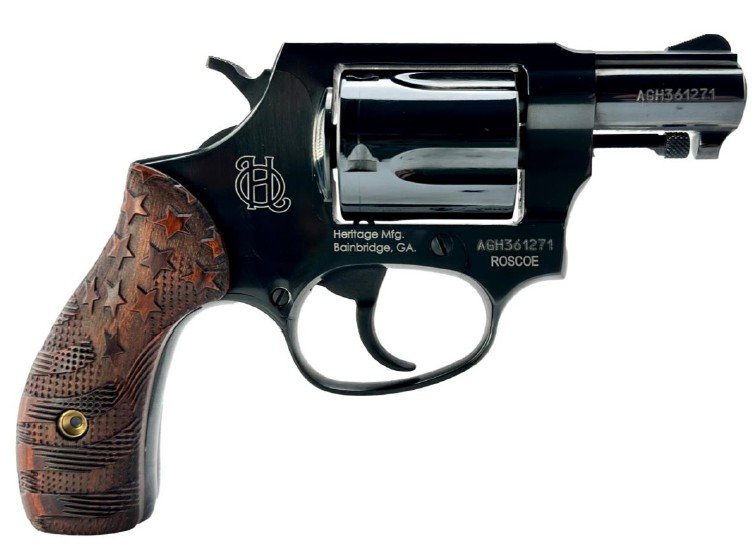 Roscoe .38 Spl 3" Blk/Wd Engraved Grips 5-rd