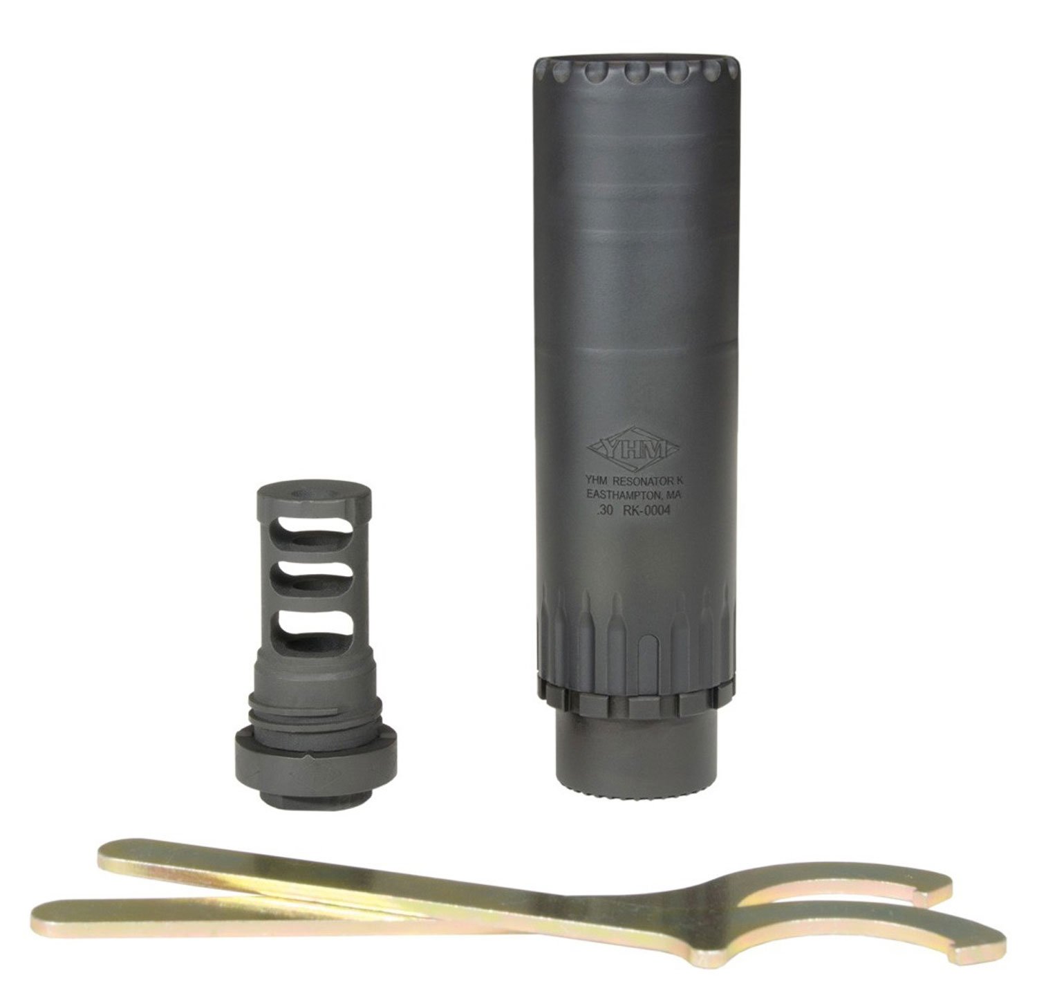 Yankee Hill 2150MB24 Resonator K Muzzle Brake Black Matte Cerakote 17-4 Stainless Steel with 5/8"-24 tpi Threads for 30 Cal AR-Platform