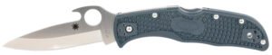 Spyderco C243PGYW Endela Lightweight 3.41" Folding Clip Point Plain VG-10 SS Blade Blue/Gray FRN Handle Includes Pocket Clip