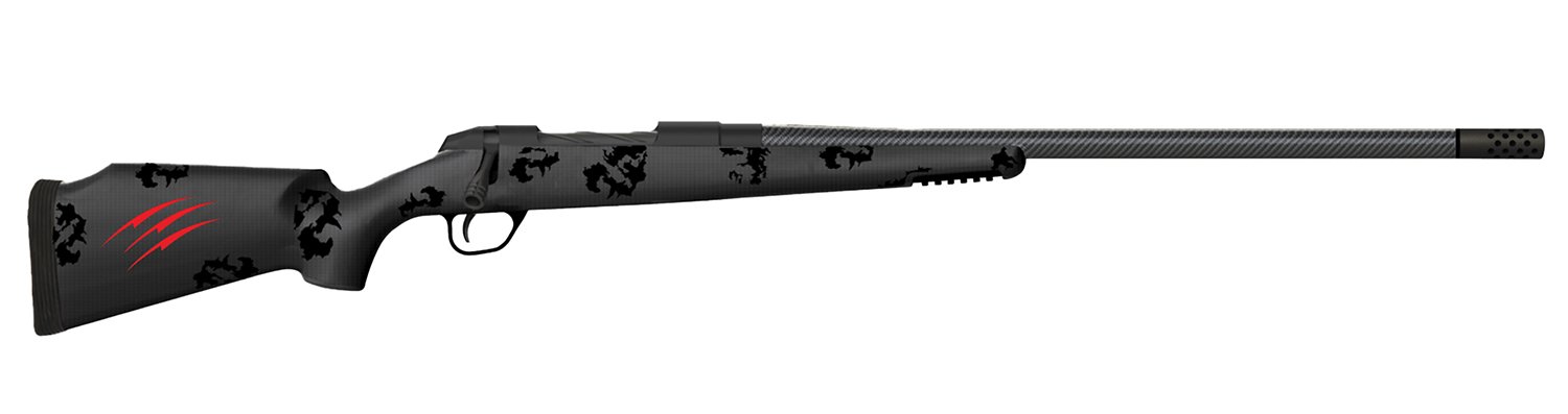 Fierce Firearms FCTRG300WSM24BBO CT Rage 300 WSM Caliber with 3+1 Capacity, 24" Carbon Fiber Barrel, Black Cerakote Metal Finish & Blackout Camo Fixed Fierce Tech C3 Stock, Right Hand (Full Size)