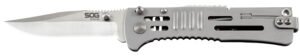 S.O.G SOG-SJ31-CP SlimJim  3.18" Folding Clip Point Plain Satin AUS-8A SS Blade Bead Blasted 420 Stainless Steel Handle Includes Belt Clip