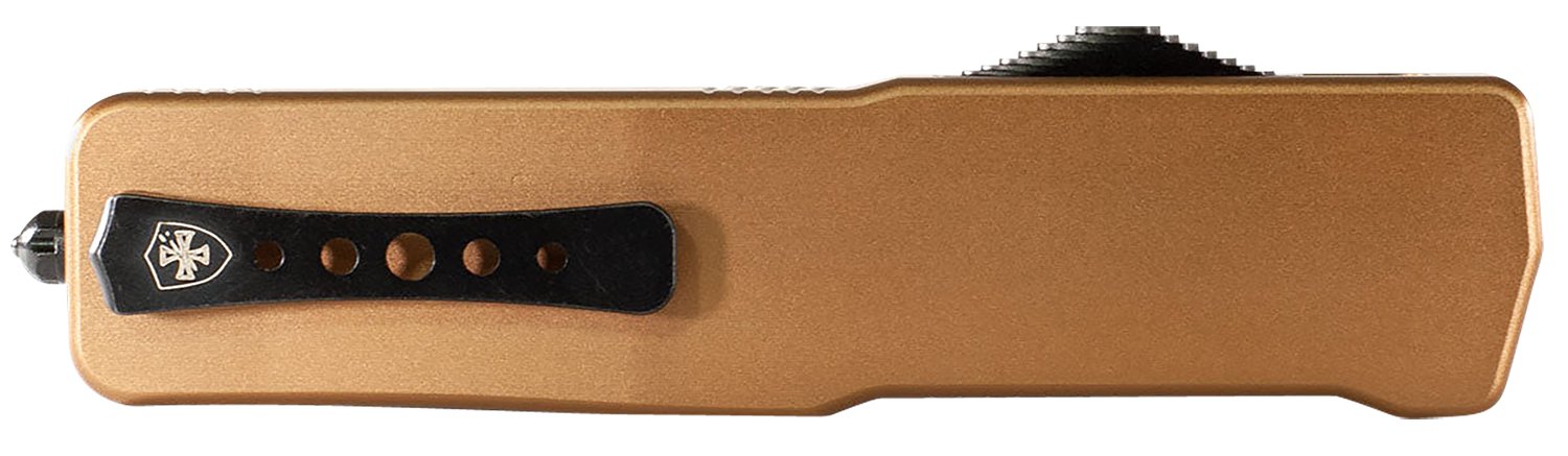 Templar Knife SAAB221 Premium LW Small 3" OTF Tanto Plain Black Oxide Stonewashed Powdered D2 Steel Blade, 4.50" Bronze Anodized Aluminum Handle