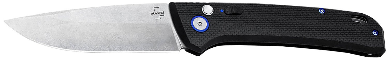 Boker 01BO920 FRND 3.35" Drop Point Plain Stonewashed D2 Steel Blade 4.52" Black Grivory Handle