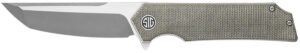 Sig Sauer Knives TS8SG Tsuru  3.30" Folding Tanto Plain Satin 154CM SS Blade, 4.20" Green Canvas Micarta Handle