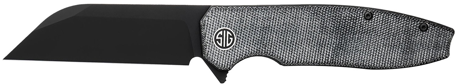 Sig Sauer Knives KA8BB Karak 3.25" Folding Wharncliffe Plain Black PVD Nitro-V Blade, 4" Salt & Pepper Micarta Handle