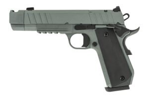 Tisas Arms 10100135 1911 Night Stalker Carry 45 ACP 8+1 4.25" Black Bull Barrel, Gray Cerakote Carbon Steel Serrated Slide, Gray Cerakote Carbon Steel Frame w/Beavertail & Picatinny Rail, Black Rubber