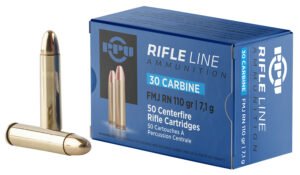 PPU PP30F Standard Rifle  30Carbine 110gr Full Metal Jacket Round Nose 50 Per Box/10 Case