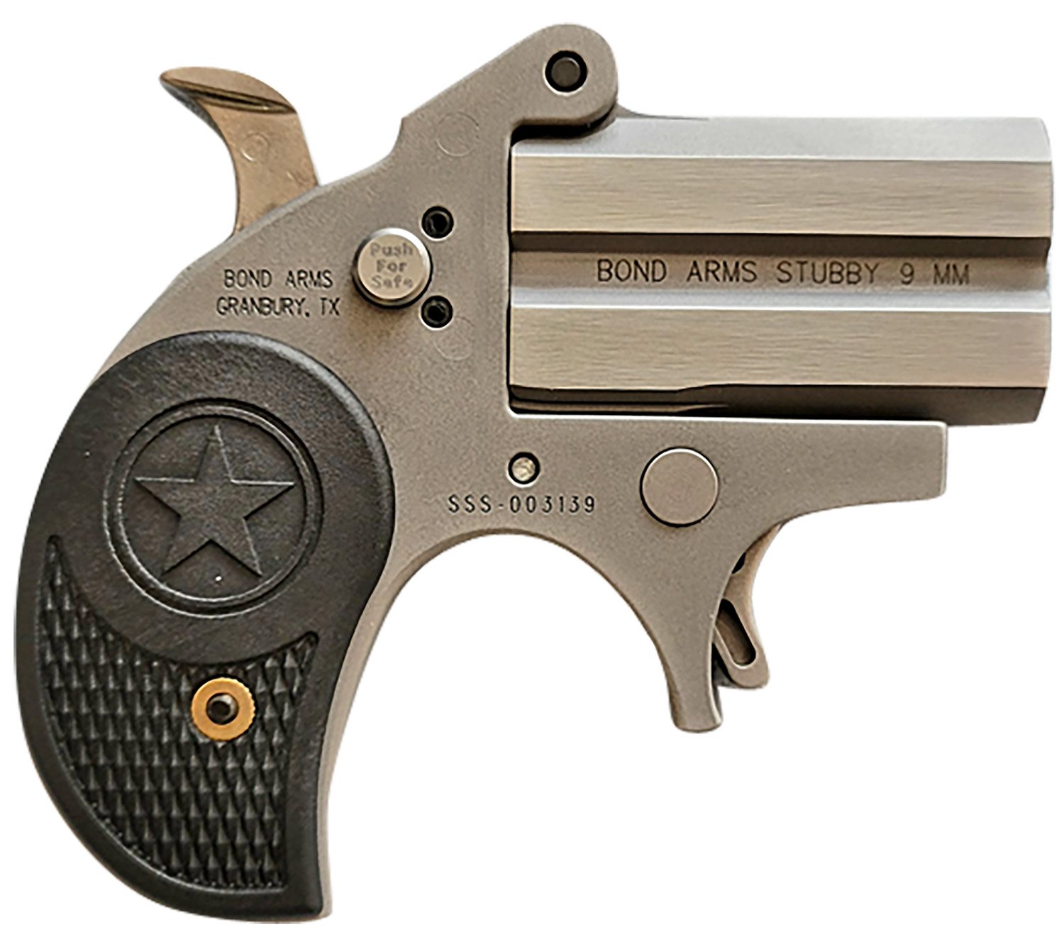 Bond Arms BASTB9mm Luger 2rd Shot 2.20" Matte Stainless Steel Frame, Black Textured Polymer Grips