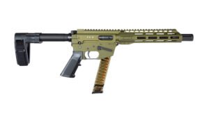 FREEDOM ORDNANCE FX9P10SBM-ODG FX9  9mm Luger 32+1 10" Black Nitride Barrel, M-LOK Handguard, OD Green Aluminum Receiver w/Picatinny Rail, OD Green Polymer SB Mini Brace, Black AR15 Grip