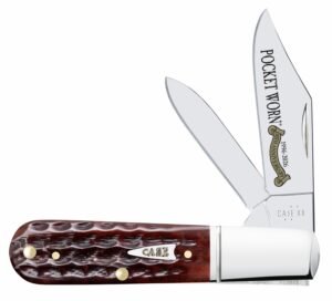 Case 55233 Pocket Worn Barlow Folding 2.50" Clip Point/1.87" Pen Plain Mirror Polished Tru-Sharp SS Blade Corn Cob Jigged Mahogany Bone Handle