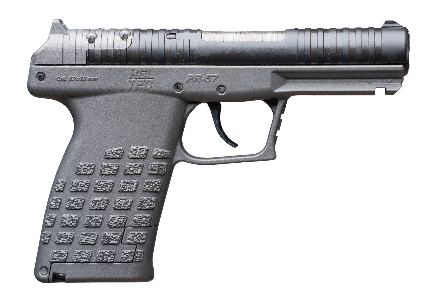 Kel-Tec PR57TNG PR-5.7 Compact Frame 5.7x28mm 20+1 4" Stainless Steel Rotary Barrel, Black Optic Ready/Serrated Slide, Tungsten Gray Frame & Textured Grip