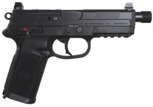FN 66966 FNX Tactical 45 ACP 15+1 5.30" Steel Threaded Barrel Black Optic Ready/Serrated Slide Matte Black Polymer Frame w/Picatinny Rail Black Textured w/Interchangeable Backstrap Grips Right Hand