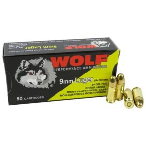 Wolf (Turkish) Performance Handgun Ammunition 9mm Luger 124gr FMJ 50/ct