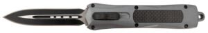 Steel River Knives A163BD Spartan  3.50" OTF Dagger Plain Black/Silver 440C SS Blade/ Gray w/Carbon Fiber Inlay Aluminum Zinc Alloy Handle