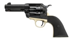 Pietta PFI38ALLOYBR312CB 38 Super 6 Shot 10rd Shot 3.50" Matte Black Alloy Steel Frame w/Brass Backstrap & Trigger Guard, Black Checkered Grip