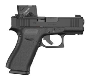 Glock PX4350B03FRMOS8A4 G43X MOS8 w/Aimpoint 9mm Luger 15+1 3.41" Black GMB Barrel, Black Steel Serrated w/Optic Slide, Black Polymer Frame w/Accessory Rail, Aimpoint COA 3.5 MOA Red Dot, Ambidextrous