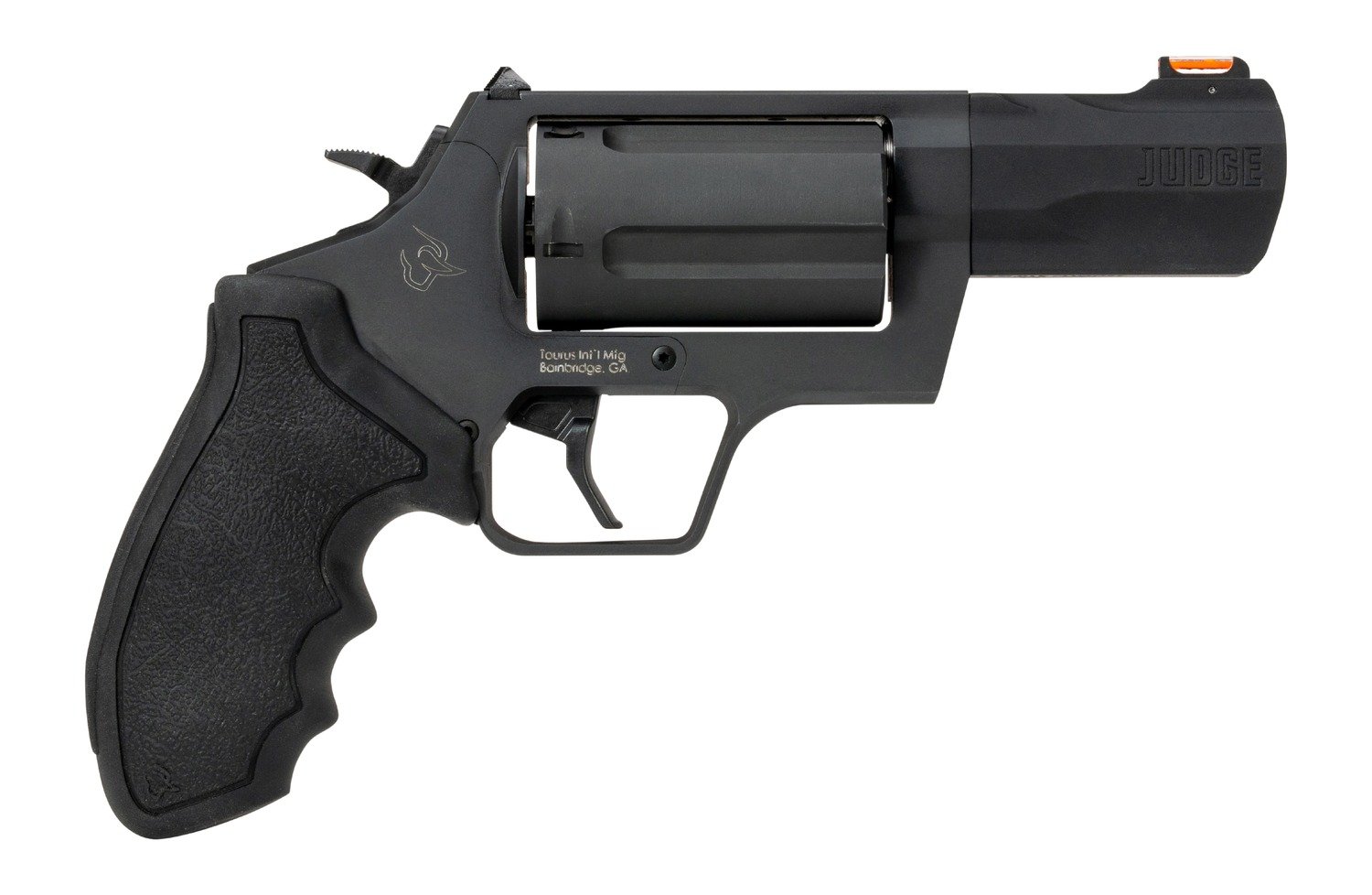 Taurus 2-JUDGE31 Judge 45 Long Colt/410 Gauge 5 Shot 3" Black Stainless Steel Barrel, Frame & Cylinder, Black Rubber Grip, Transfer Bar Safety