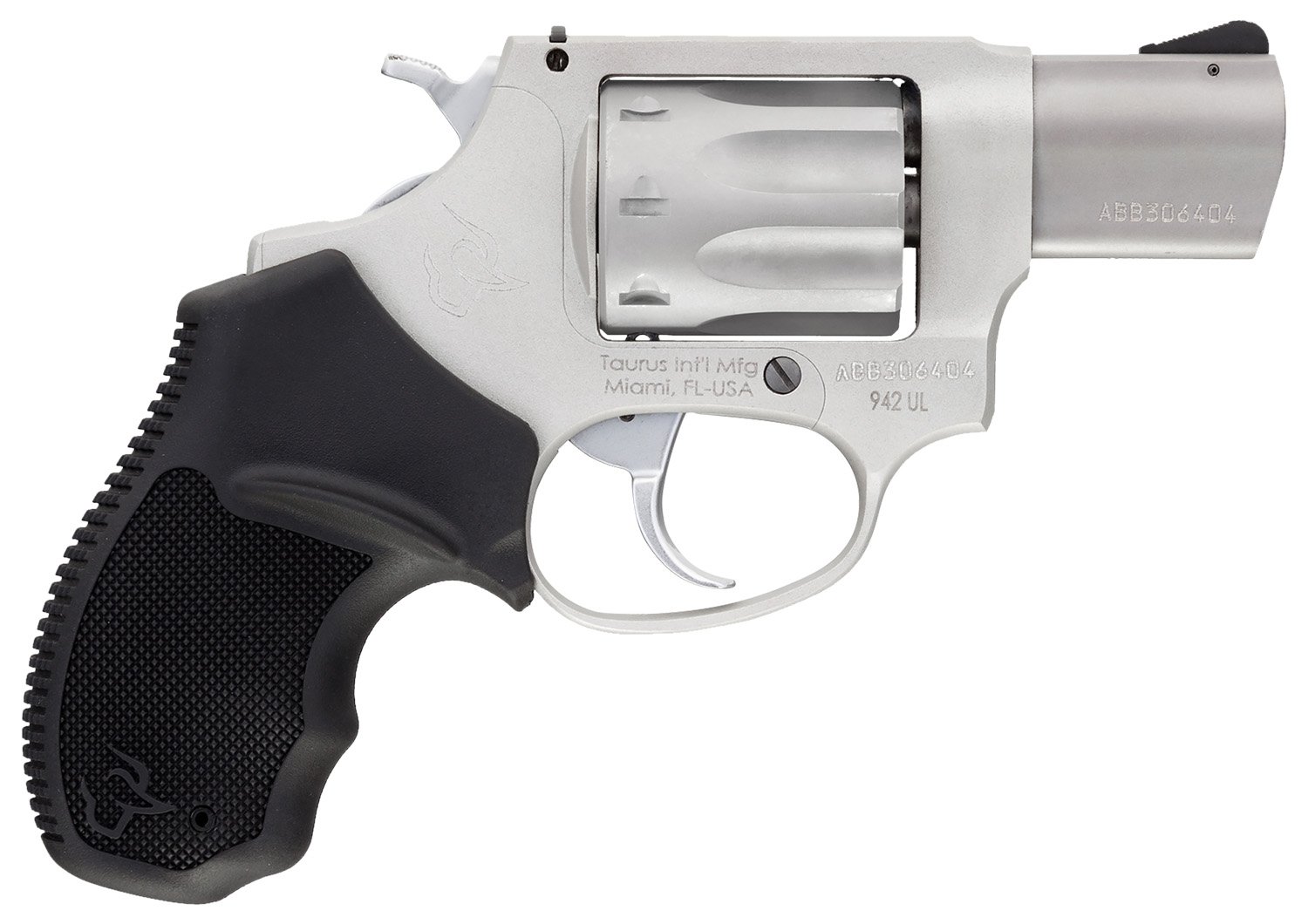 Taurus 2942029UL 942 Ultra-Lite 22 LR 8rd 2" Matte Stainless Finish Barrel, Matte Stainless Finish Cylinder, Stainless Anodized Finish Aluminum Frame & Finger Grooved Black Polymer Grip