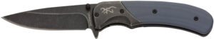 Browning 3220365 The Range EDC Compact 2.75" Folding Drop Point, Plain Black Oxide Stonewashed 7Cr17MoV SS Blade, Black/Blue Aluminum/G10 Handle