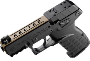 Kel-Tec P17BBLKORTANS P17  Sports South Exclusive 22 LR 16+1 3.80" Black Steel Barrel, Tan Optic Ready/Serrated Slide, Black Polymer Frame w/Picatinny Rail, Textured Grip