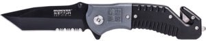 Humvee Adventure Gear HMVKTR08 Humvee Recon Folding Plain/Serrated Black Stainless Steel Blade, Black/GrayHandle
