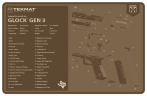 TekMat TEKR17GLOCKG3FDE Glock Gen 3 Cleaning Mat Flat Dark Earth Rubber 11"x17" Glock Gen 3 Parts Diagram