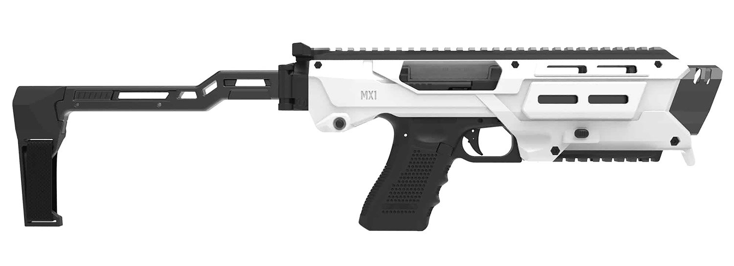 Meta Tactical Llc MX1-PS-WT MX-1 Conversion Kit Compatible w/Glock, White Aluminum Frame w/M-LOK & Picatinny Rail, Black Polymer Folding Stabilizer