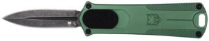 CobraTec Knives 952ODGDAGNS 952  1.75" OTF Dagger Plain Stonewashed D2 Steel Blade, 3" OD Green Anodized Aluminum Handle