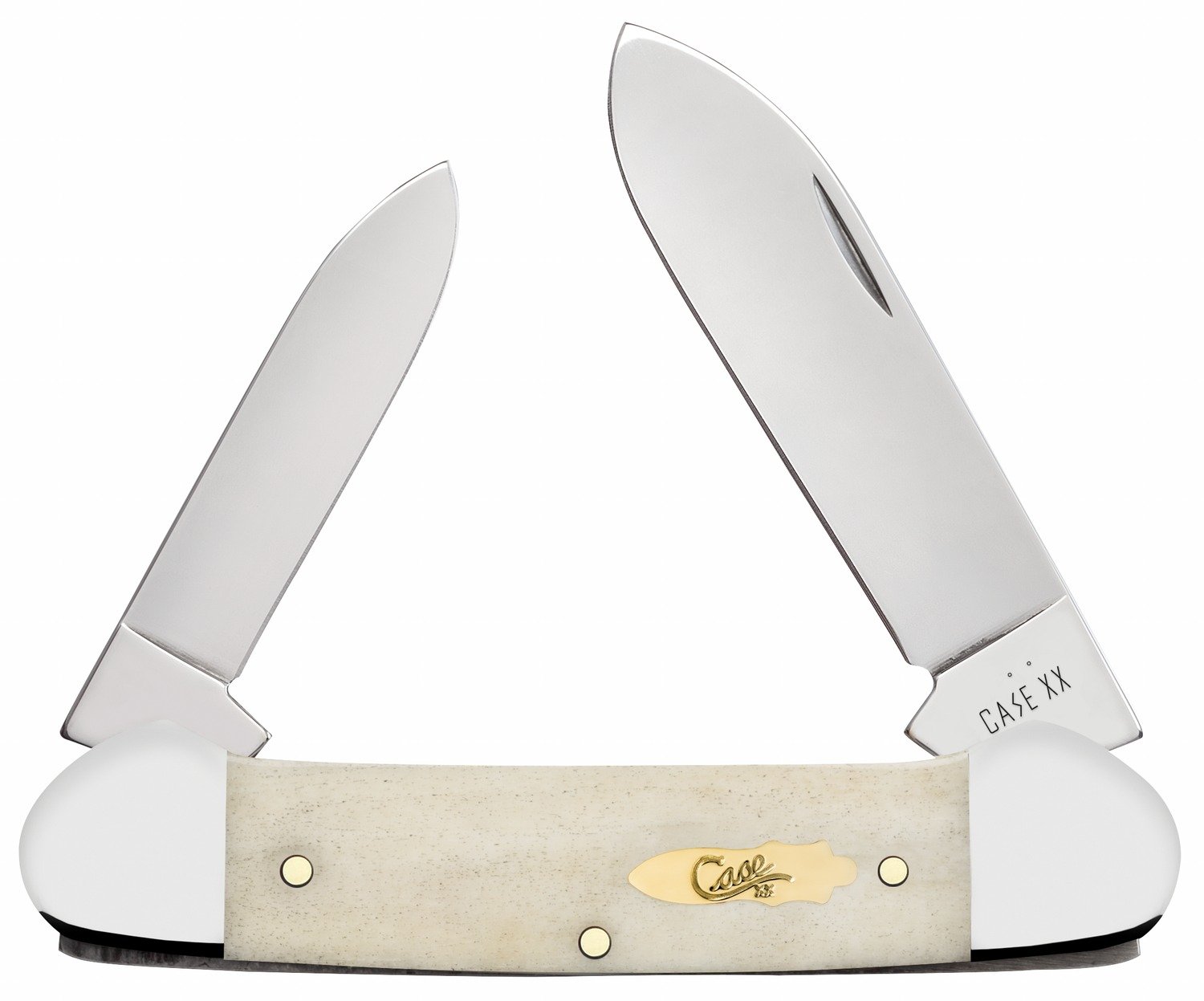 Case 11023 Canoe Folding Pen/Spear Plain Tru-Sharp SS Blade, Smooth Natural Bone Handle