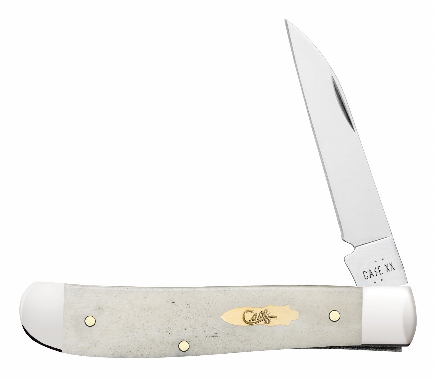 Case 11025 Trapper Mini Folding Clip Point/Spey Plain Mirror Polished Tru-Sharp SS Blade, Smooth Natural Bone Handle