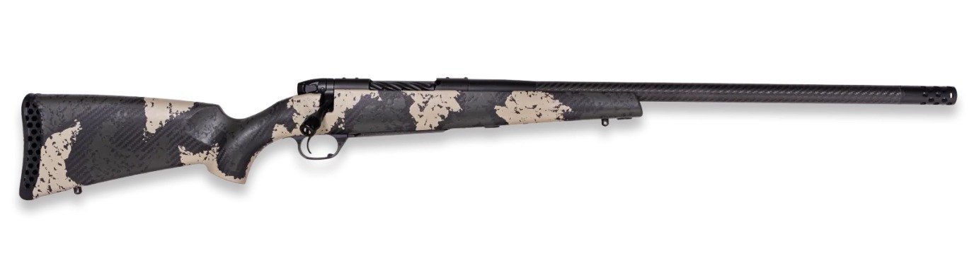 Weatherby MGS01N25RWR4B Mark V Backcountry Guide 25 WBY RPM 3+1 22" +2" Carbon Fiber BSF Threaded Barrel, Graphite Black Cerakote Steel Drilled & Tapped Receiver, Black w/Olive Green & Backpack Accent