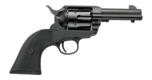 Pietta PFI9ALLOYAS312CB Alloy 9mm Luger 6 Shot 3.50" Matte Black Alloy Steel Barrel & Frame, Black Checkered Grip