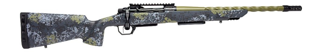 Horizon Firearms HRF-VE2-7MBC-16R Venatic 2 7mm BC 16" Sage Green Spiral Fluted Threaded Barrel, Black DLC Receiver w/Picatinny Rail, Arca Rail Forend, Artic Moss Iota EKO X Carbon Fiber Stock