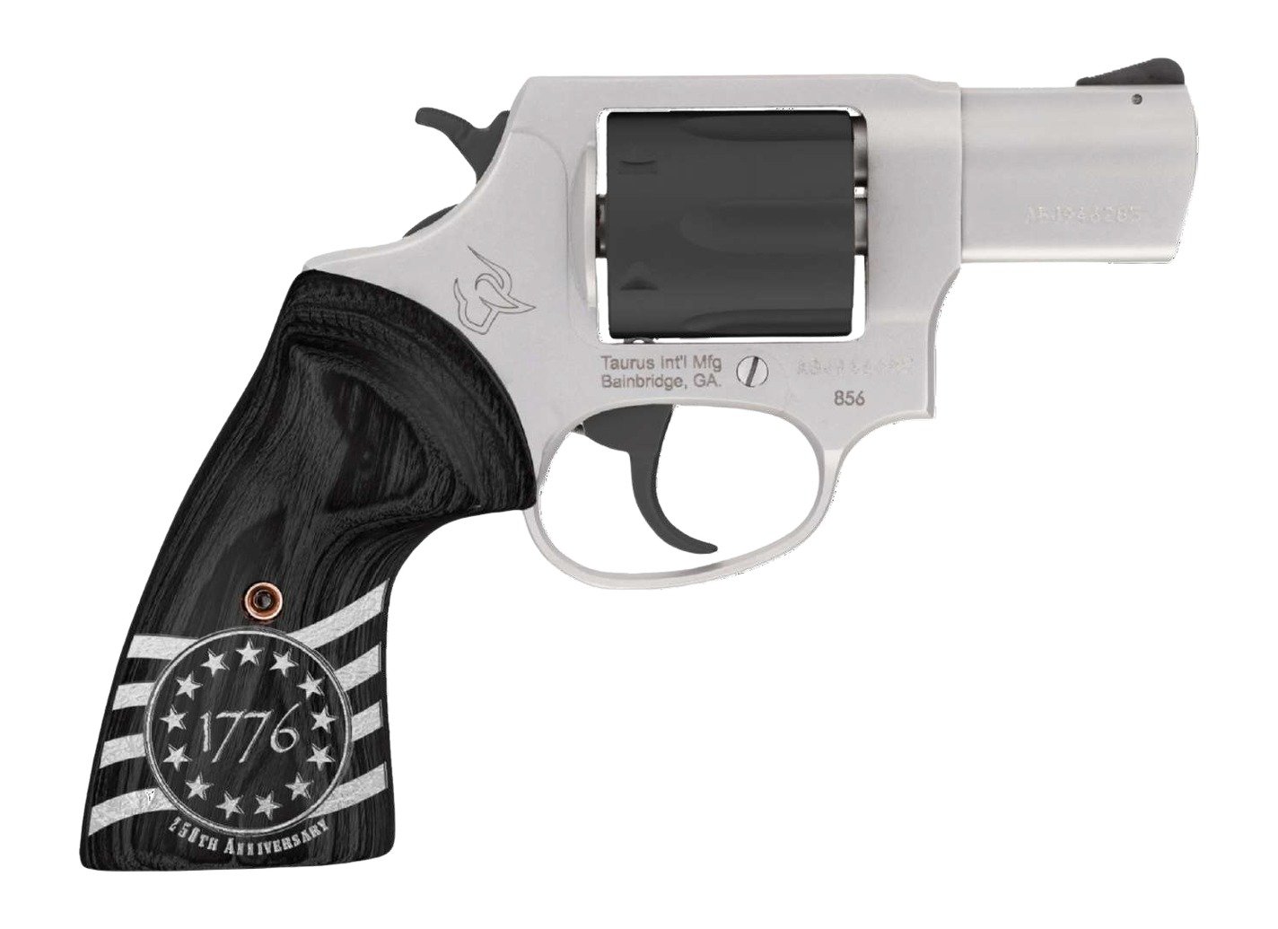 Taurus 2-85635-US3 856 1776 Small 38 Special +P 6 Shot 3" Stainless Steel Barrel, Black Stainless Steel Cylinder, Stainless Steel Frame, Custom Altamont Grip, Transfer Bar Safety