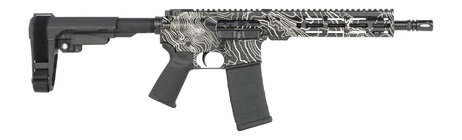 Shark Coast Tactical SCC07312TOPO-P Topography 5.56 NATO 30+1 10.50" Black Nitride Threaded Barrel, Aluminum Receiver w/Picatinny Rail, M-LOK Handguard, Black Polymer SB Tactical SBA3 Brace, Polymer