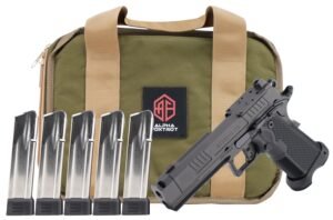 Alpha Foxtrot AA47X1CIG-XDBK20-PROM AF1911 Romulus Promo 9mm Luger 20+1 4.25" Black DLC Threaded Compensated Barrel, Black DLC Stainless Steel Optic Ready/Serrated Slide & Frame w/Beavertail & Picatin