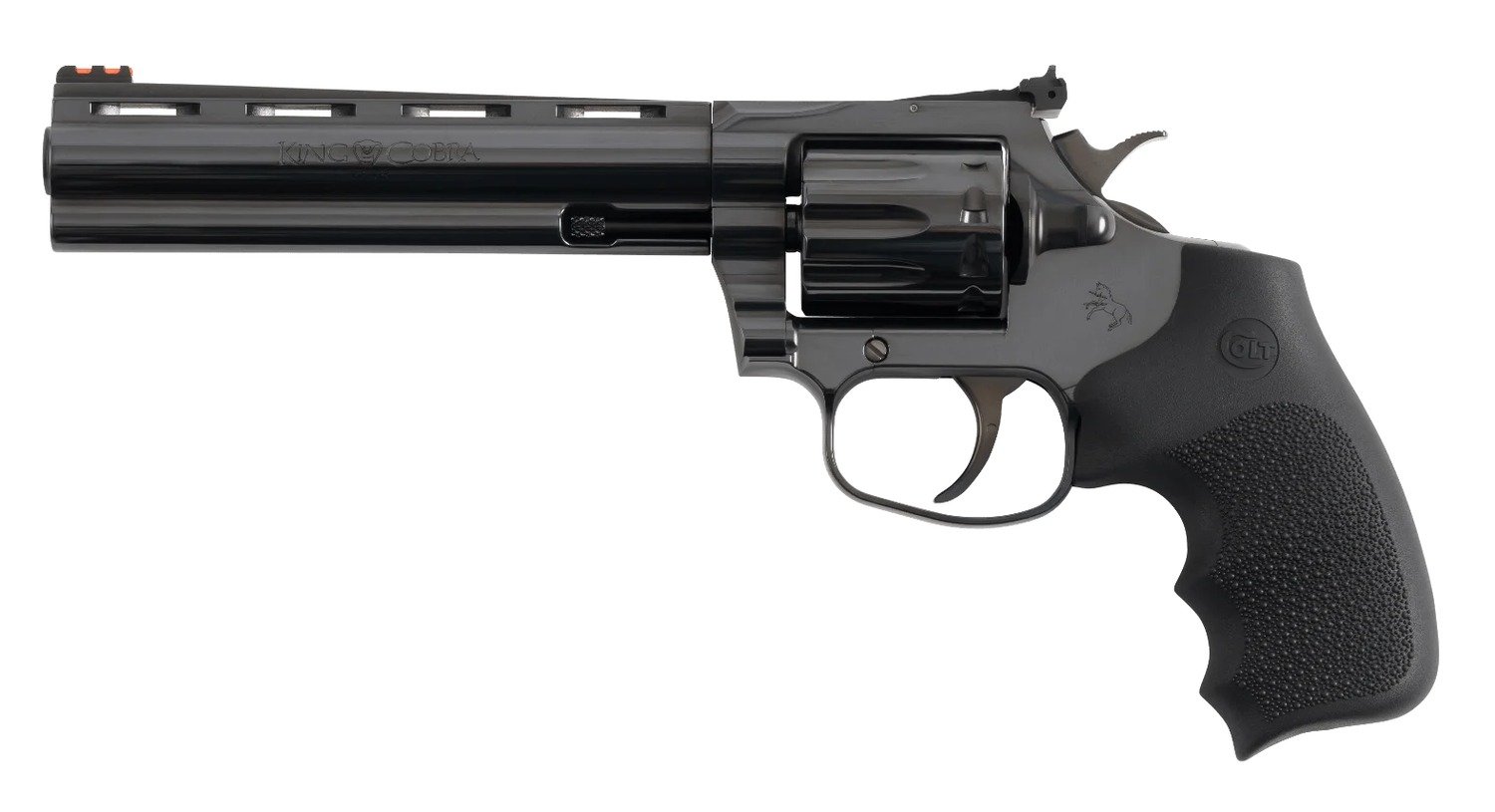 Colt Mfg KCOBRA22-BP6RFO King Cobra Target 22 LR 10rd Shot 6" Blued Vent Rib Barrel, Blued Carbon Steel Cylinder & Frame, Black Hogue Overmolded Grip, Exposed Hammer