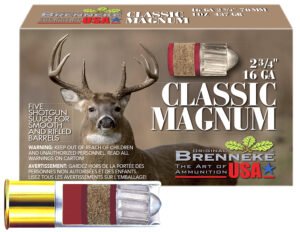 Brenneke SL162CLM Classic Magnum  16Gauge 2.75" 1oz Slug Shot 5 Per Box/50 Case