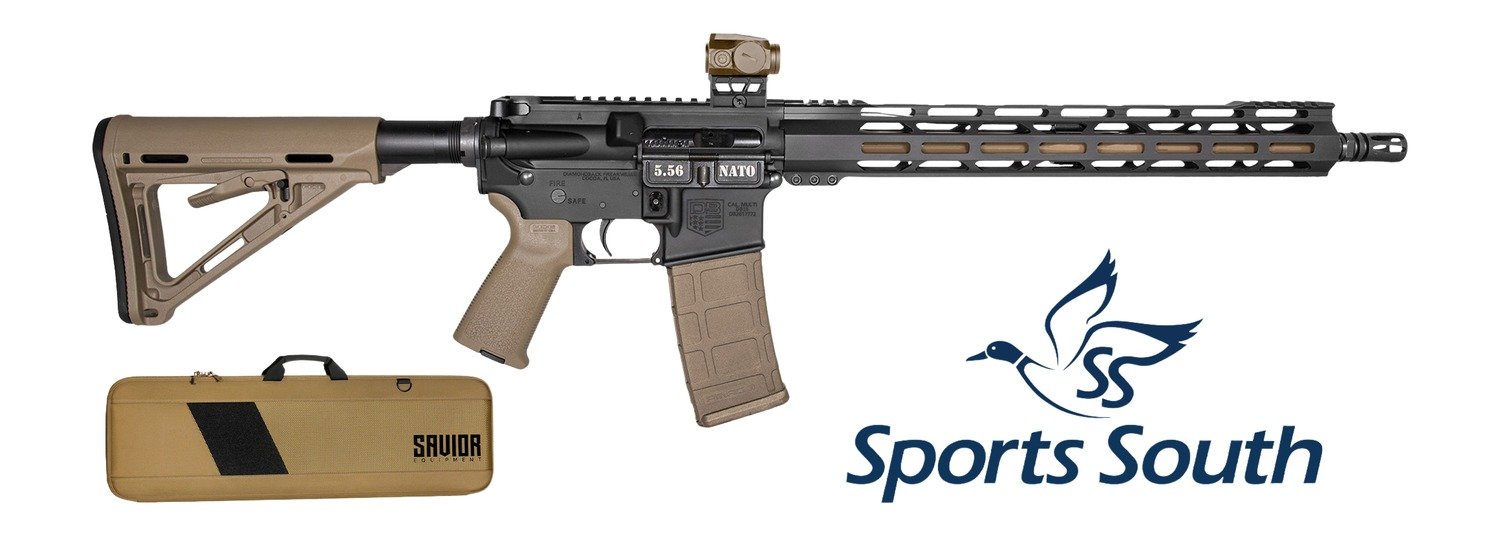 Diamondback DB175AK223 DB15 Sports South Exclusive 5.56 NATO 30+1 16" Flat Dark Earth Cerakote Threaded Barrel, Black Cerakote Aluminum Receiver w/Picatinny Rail, M-LOK Handguard, Magpul MOE Flat Dar
