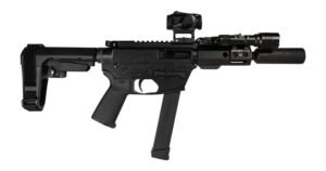 Shark Coast Tactical SCC8110CABLK-S Creepy Andrew 9mm Luger 30+1 Aluminum Receiver Picatinny Rail Receiver Black Polymer SB Tactical SBA3 Brace