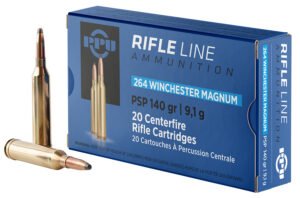 PPU PP264 Standard Rifle  264WinMag 140gr Pointed Soft Point 20 Per Box/10 Case